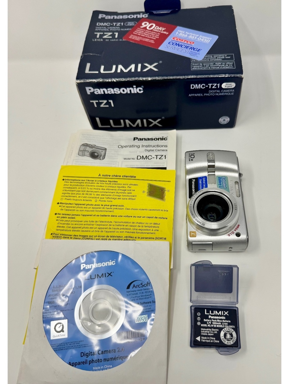 Panasonic Lumix DMC-TZ1 6MP Digital Camera 10x Optical Zoom w/ Box & Battery